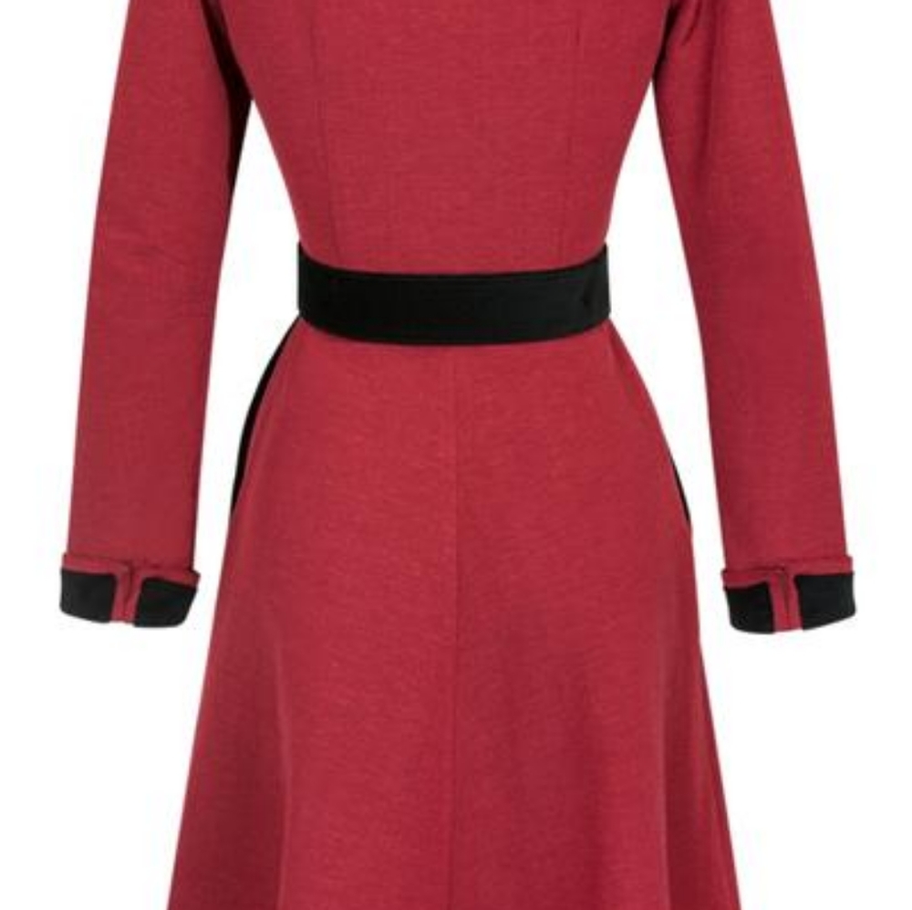 FONTAINE COAT DRESS - RED RIBBED RAYON Trashy Diva - Picture 6 of 16